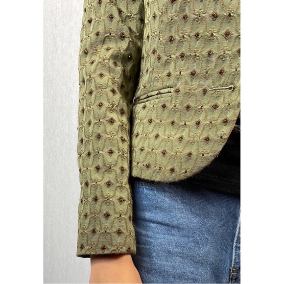 Anthropologie Comma green sparkle standing collar embroidered jacket blazer. - Picture 3 of 6